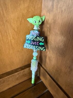 Handcrafted Yoda Topper Pen - "Not Judging Just Assessing"
